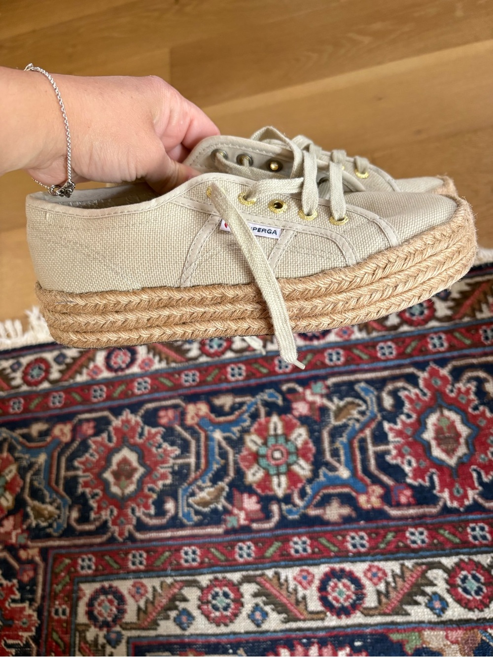 Superga Natural Canvas Espadrille Platform Sneakers